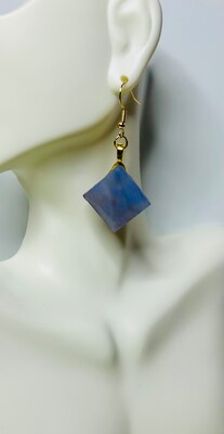 Lilac Iridescent Square Glass Earrings - image3
